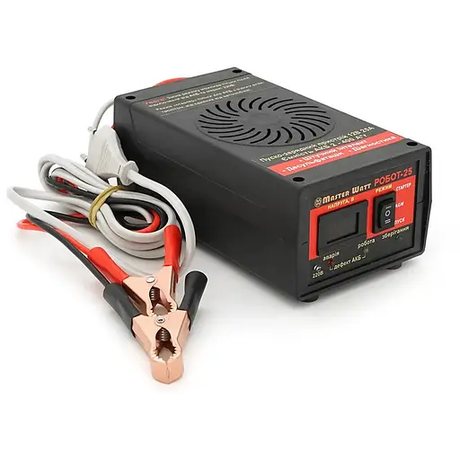 Интеллектуальное ЗУ РОБОТ-25 пуско-зарядное для аккумулятора 12V(2-400Ah) (MF, WET, AGM, GEL, CA/CA), 160-245V, Ток заряда 25А, крокодилы в комплекте