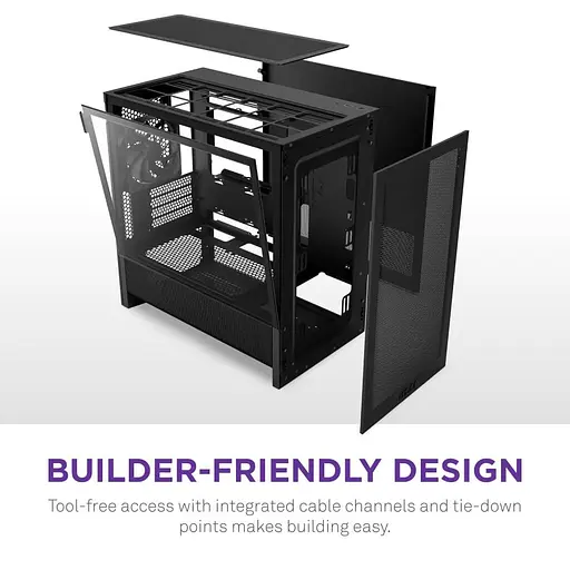 Корпус NZXT H3 Flow из закаленного стекла без блока питания, черный (CC-H31FB-01) - фото 7