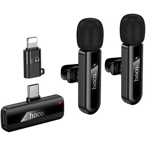 Мікрофонна система бездротова Hoco L20A Fair dual-mic wireless microphone iP/Type-C чорний