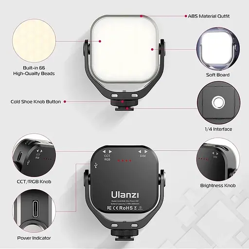 Видеосвет Ulanzi Vijim VL66 RGB Led Light (UV-L088 VL66 RGB) - фото 7