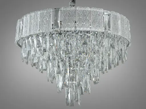 Сучасна кришталева люстра в вітальню, 11 ламп, хром - фото 3