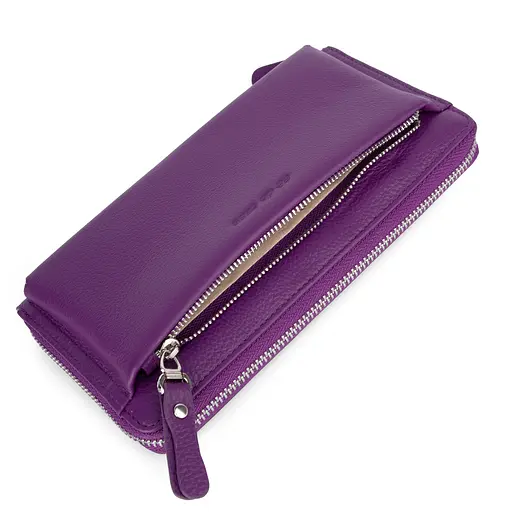 Гаманець-клатч жіночий шкіряний De Esse LC14238-GD146 з ручкою фіолетовий - фото 3