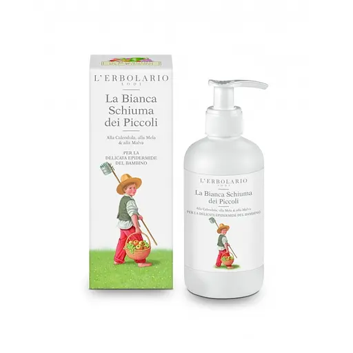 Дитяча біла пінка для ванни з календулою, яблуком і мальвою L'ERBOLARIO 250 мл - фото 1