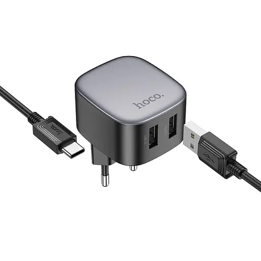 Сетевое зарядное устройство Hoco CS31A 2 х USB + кабель Type-C - фото 2