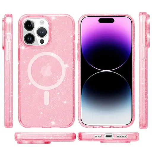 Чохол Epik TPU Galaxy Sparkle MagFit для Apple iPhone 15 Pro 6.1 Pink+Glitter - фото 2