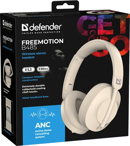 Гарнітура Defender FreeMotion B485 Bluetooth ANC Beige (63485) - фото 9