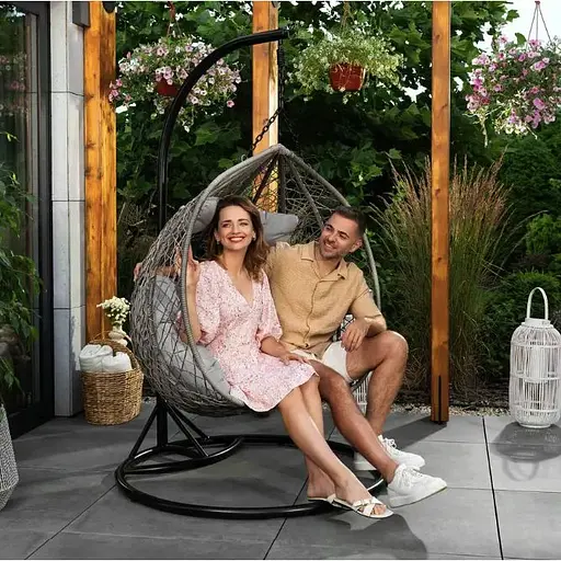 Подвесное кресло-кокон Di Volio Foggio двухместное серый - фото 3