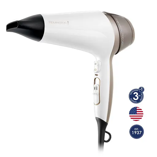 Фен Remington Thermacare Pro, 2200Вт, 3 режими, дифузор, іоніз-я, хол. обдув, турбо режим, біло-коричневий - фото 2