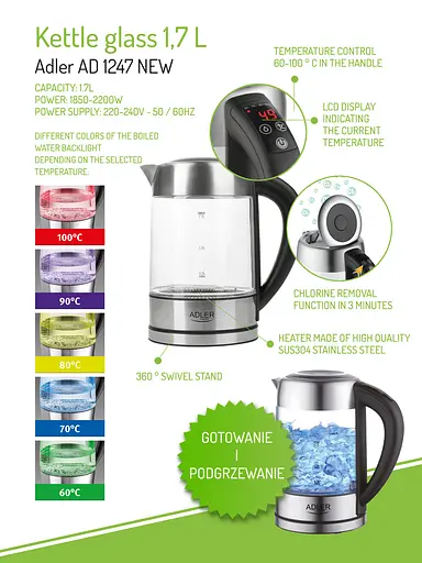 Электрочайник с контролем температуры Adler AD 1247 NEW 1,7 литр - фото 8