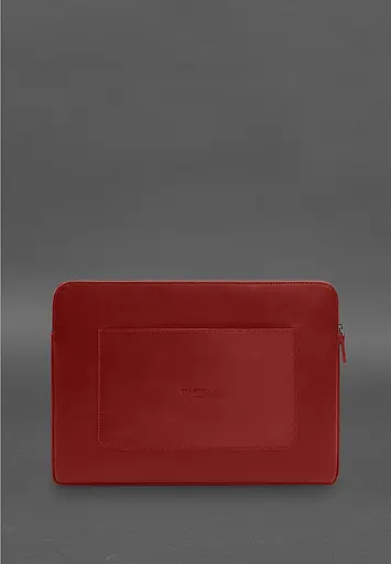 Кожаный чехол BlankNote для ноутбука на молнии с хлястиком и карманом Красный - фото 4