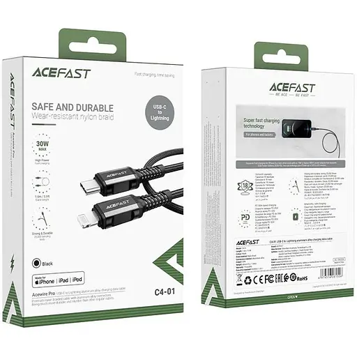 Дата кабель Acefast MFI C4-01 USB-C to Lightning aluminum alloy (1.8m) - фото 5