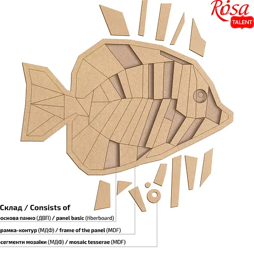 Основа для декорування панно-мозаїка Rosa Talent Рибка 1 МДФ 42х27 см - фото 2