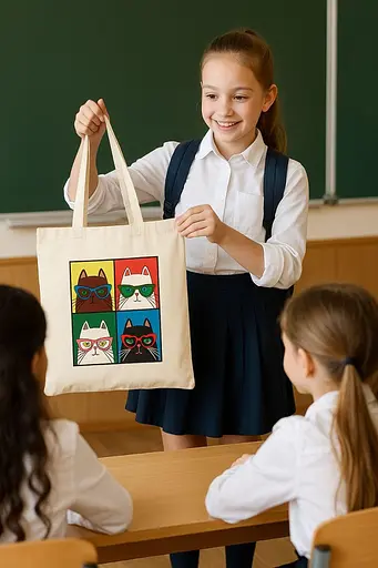 Набор экосумка-раскраска «Кошки в очках» хлопок 220 г/м2 38х42см ROSA Talent [CD] - фото 7