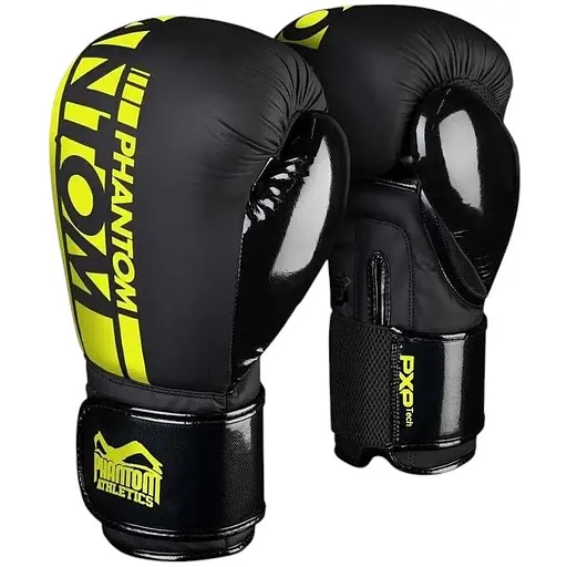 Перчатки боксерские Phantom Athletic Apex Elastic Black/Neon Yellow - 14 унций - фото 1