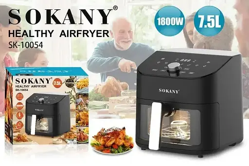 Аэрофритюрница безмасляная Sokany SK-10054 на 7.5л электрическая с сенсорным управлением 1800Вт - фото 2