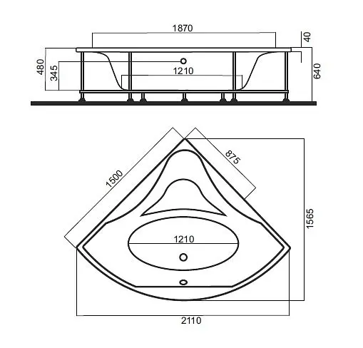 Ванна акрилова АМ РМ Blss L 150x150 W55A-150C150W-A - фото 2