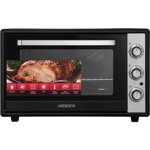 Печь электрическая Ardesto 60 л, 2000 Вт, механич., конвенция, двойное стекло, черный - фото 3