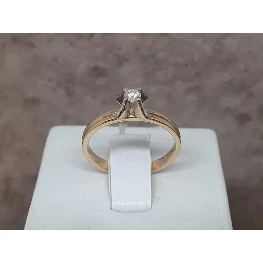 Золоте кільце ЮЗ "Багет" з діамантами. 4В420103236/14 16,5 - фото 4