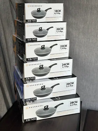 Антипригарная алюминиевая сковорода с крышкой Edenberg EB-7453 ⌀ 22см 1,4л 3-х шаровое мраморное покрытие - фото 10