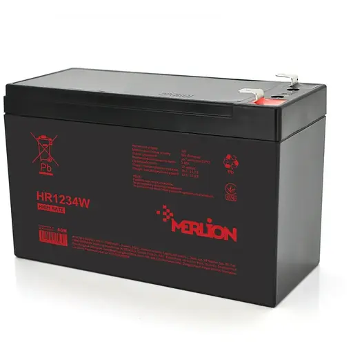 Аккумуляторная батарея MERLION HR1234W, 12V 9,5Ah ( 151 х 65 х 94 (100) ) Black Q10/420