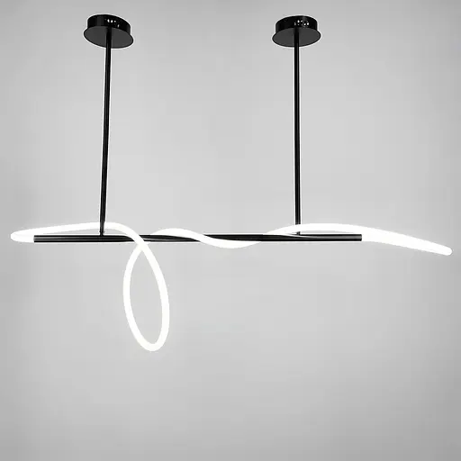 Черная удлиненная люстра ELISION с гибкой LED лентой 150 см Ст. JU 22L-1500 BK Line F - фото 4