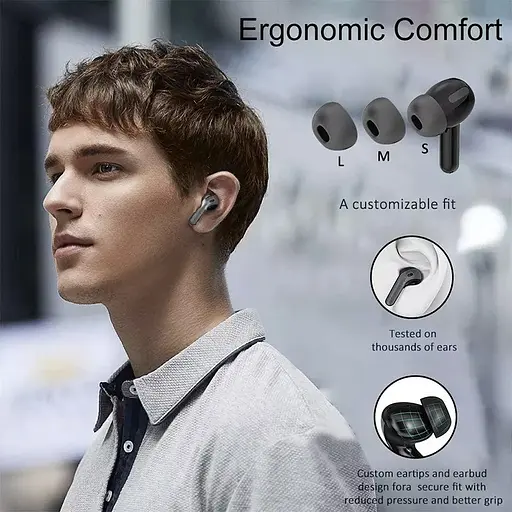 Бездротові Bluetooth навушники TWS BX15 із зарядним кейсом, сенсорами керування та індикатором заряду Чорні - фото 9