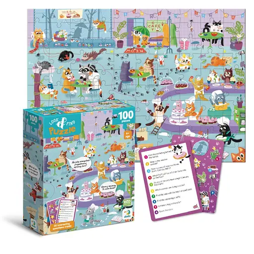 Детский пазл Ищи и находи "Кошачье кафе" DoDo Toys 300667, 100 элементов - фото 2