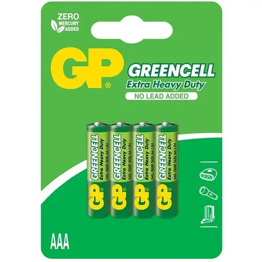 Батарейки GP зелений CELL 1.5V 24G-U4 сольові R03, AAA 4 шт. - фото 1