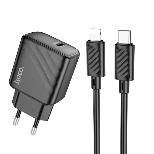 Сетевое зарядное устройство Hoco CS22A Value single port PD30W charger set(C to iP) черный - фото 3