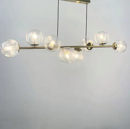 Видовжений світильник із 8 гранчастими плафонами, 130 см | Line F | Арт. Q08/8 AB - фото 7