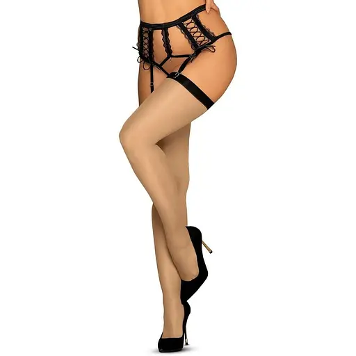 Чулки на пояс Obsessive S814 L/XL телесный