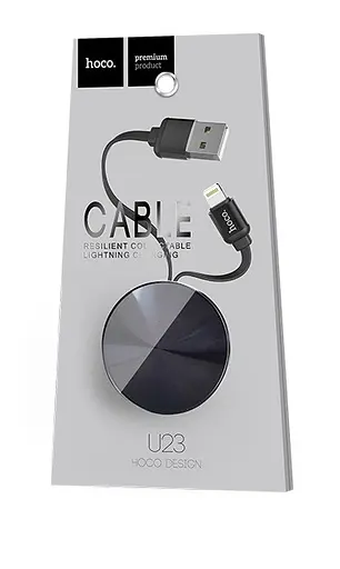 Кабель рулетка Hoco U23 - USB to iPhone 92 см чорний