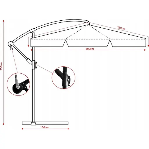 Садовый зонт GardenLine GAO1497 с LED подсветкой Gray [144768] - фото 11