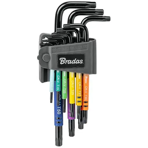 Набір ключів Bradas TORX TX 10-50 9 шт довгі (DIY-HKT71-LO/B) - фото 1