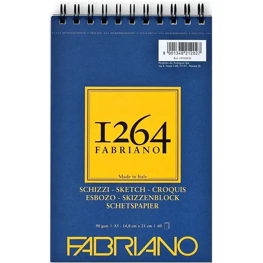 Альбом на спирали (горизонтальная) Fabriano для рисунка и эскизов 1264 А5 (14.8х21 см) 90г/м2 60л слоновая кость - фото 1