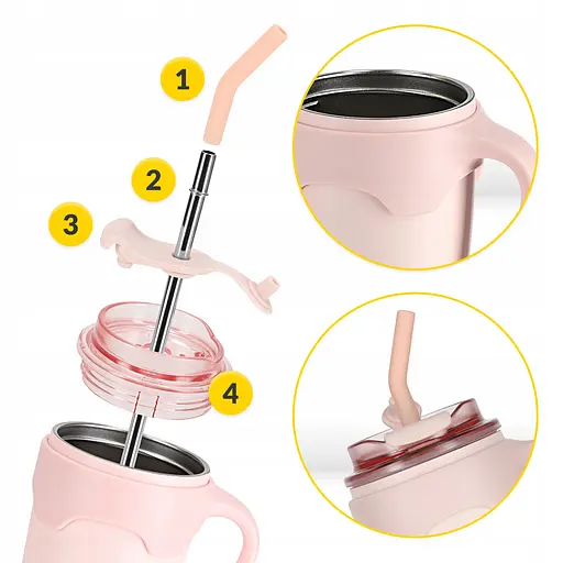 Термокружка Mountain Goat со соломинкой 0.65 л Pink (P-5905973406130) - фото 6