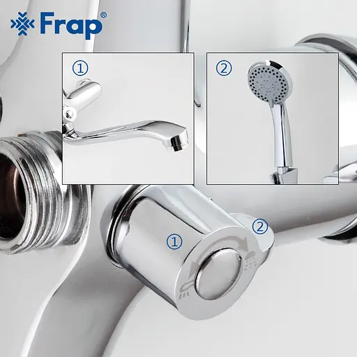 F2203 Змішувач для ванни довгий пл. вигнутий гусак Ø40 Frap 1/10 Хром - фото 6