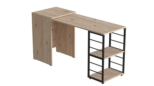 Стіл-тумба трансформер Смарт 2/1 Ferrum-decor 750x1450x500 Чорний метал ДСП Дуб Сан-Марино 16 мм (FRD-105096)