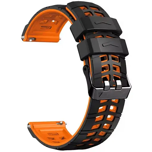 Ремінець силіконовий Tamister для годинника Sport 2 чорний з помаранчевим 22 мм