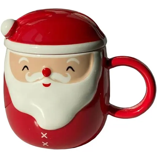Кружка новогодняя Olens O8030-218-3 Морозко с керамической крышкой 360 мл Красная - фото 1