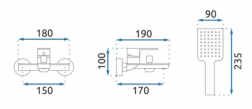 Смеситель для ванны Rea Urban настенный с изливом black REA-B9910 Черный маовый - фото 7
