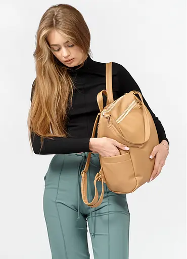 Жіночий рюкзак Sambag Trinity MZO Бежевий 34 х 31 х 15 см (28309026) - фото 7