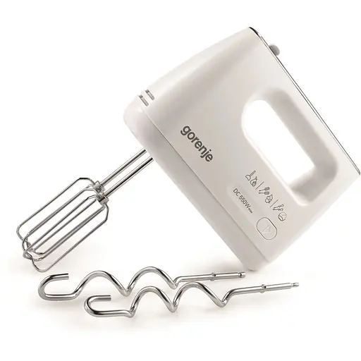 Міксер ручний Gorenje 550Вт насадки-4 вінчика + блендер турборежим білий - фото 1