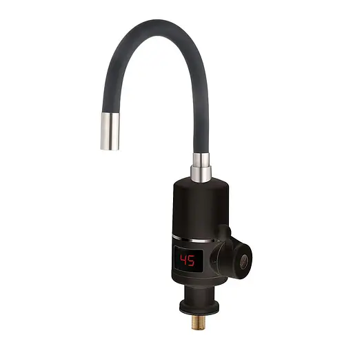 Проточный водонагреватель для кухни гибкий излив датчик температуры 3,0 кВт черный Wezer SDR-G05T-Black - фото 1