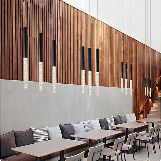 Чорний підвіс із скляним розсіювачем з ефектом бульбашок 71 см | Line F | Арт. MJ462/400+300 BK - фото 1