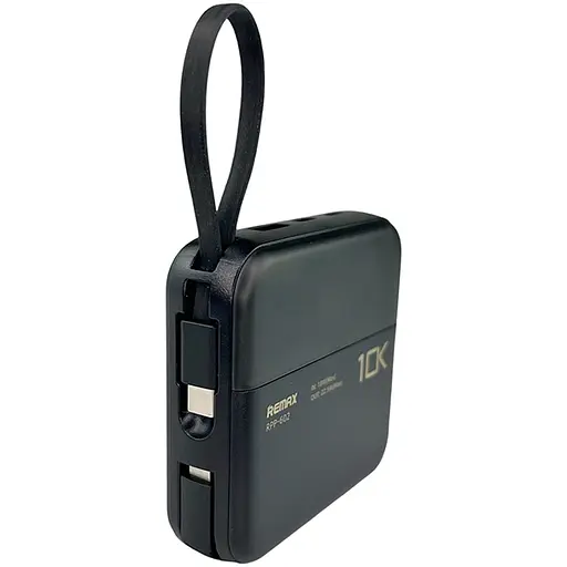 Павербанк Remax RPP-602 / 10000 мАг / до 22.5 Вт / USB-A, USB-C, Lightning / PD + QC / З кабелем / Чорний - фото 3