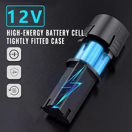 Акумуляторний дриль 12 В, електрична викрутка з 25+1 рівнями крутного моменту, світлодіодне підсвічування, 50 Нм, 2-швидкісне - фото 3