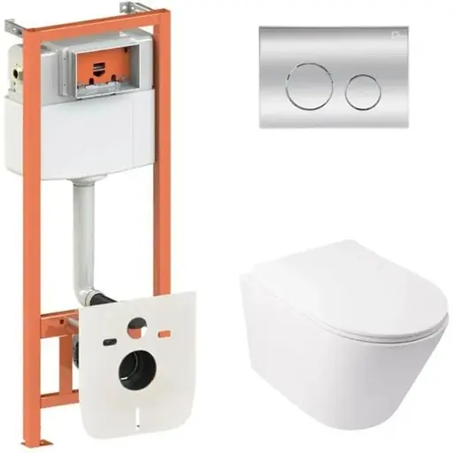 Набір Q-tap Nest 4 в 1 підвісний унітаз Swan Ultra Quiet 485x360x320 + комплект інсталяції QT16335179W45151 - фото 1