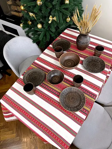 Лляна скатертина різдвяна з українським орнаментом "Грація" - 150х100 см - фото 10