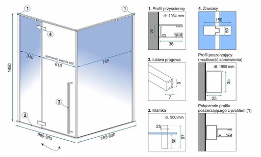 Душова кабіна Rea Fargo 80x100 black REA-K6950, Чорний, Універсальна, прозорий - фото 5